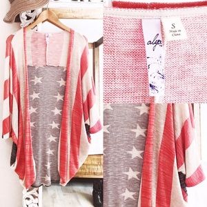 Francesca’s Alya stars & stripes long cardigan